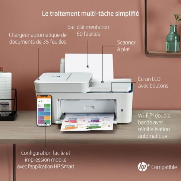 Buy with crypto HP Color Inkjet All-in-One Printer - DeskJet Plus 4130e - Family Friendly - 6 months of Instant Ink included with HP + *-4