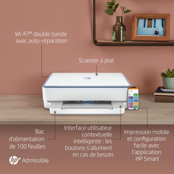 Buy with crypto HP Color Inkjet All-in-One Printer - Envy 6010e - Great for Creative - 6 months of Instant Ink included with HP +-2