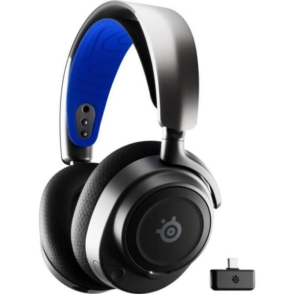 Buy with crypto Gaming Headset - STEELSERIES - Arctis Nova 7P - Wireless - Multiplatform - Black / Blue-1