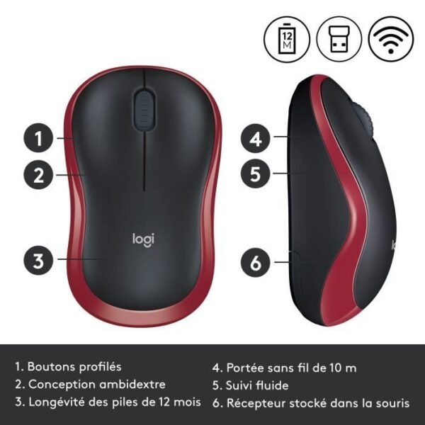 Buy with crypto Logitech Wireless Optical Mouse - Red M185-4
