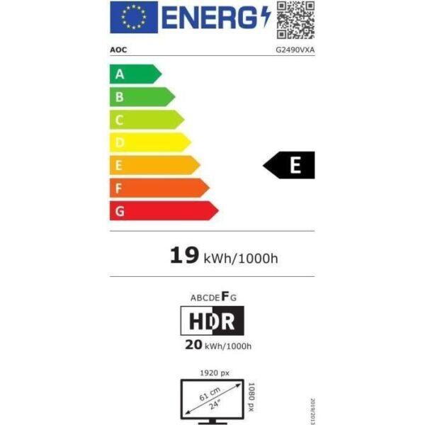 Buy with crypto PC Gamer screen - AOC G2490VXA - 24 FHD - VA panel - 1 ms - 144Hz - HDMI / DisplayPort - FreeSync Premium-4
