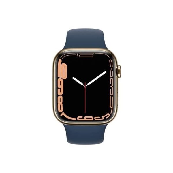 Buy with crypto Apple Watch Series 7 GPS + Cellular - 45mm - Stainless steel housing Gold - Blue Sport Bracelet ABYSSE-1