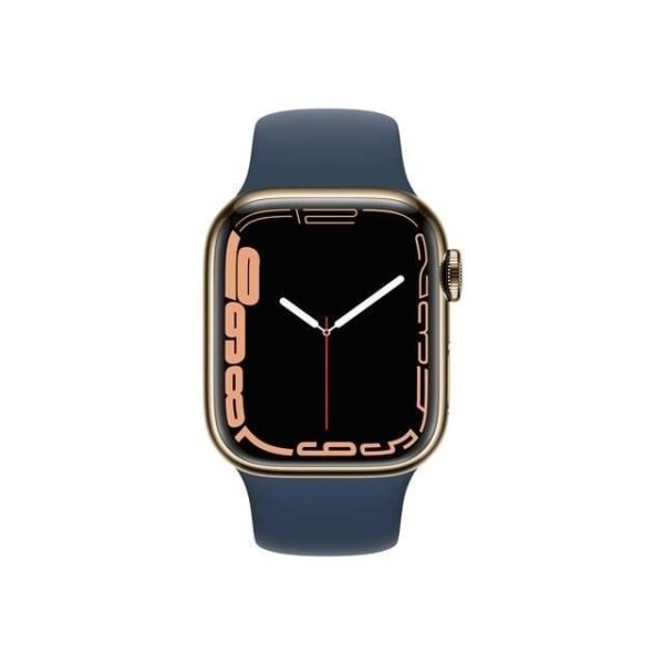 Buy with crypto Apple Watch Series 7 GPS + Cellular - 41mm - Gold stainless steel case - Blue Sport Bracelet ABYSSE-1