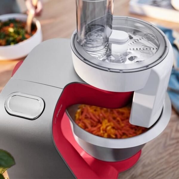 Buy with crypto BOSCH Kitchen machine MUM5 - Food processor -1000W-7 speeds + pulse- Stainless steel mixing bowl 3.9L- Blender 1.25 L - Dark red / silver-3