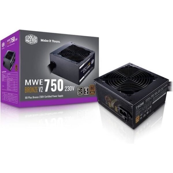 Buy with crypto COOLER MASTER MWE Bronze 750W V2 - Power supply 750W - 230V (Certified 80 Plus Bronze 5 years warranty) Flat cables black-1