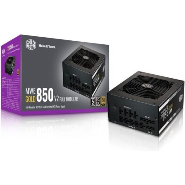 Buy with crypto COOLER MASTER MWE Gold 850W FM V2 -Power supply 850W 100% modular (Certified 80 Plus GOLD 5 years warranty) Flat cables black-1