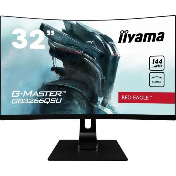 Buy with crypto Curved PC Gaming Screen - IIYAMA G-Master Red Eagle GB3266QSU-B1 - 31.5 WQHD - VA Panel - 1 ms - 144 Hz - HDMI / DisplayPort -FreeSync-2