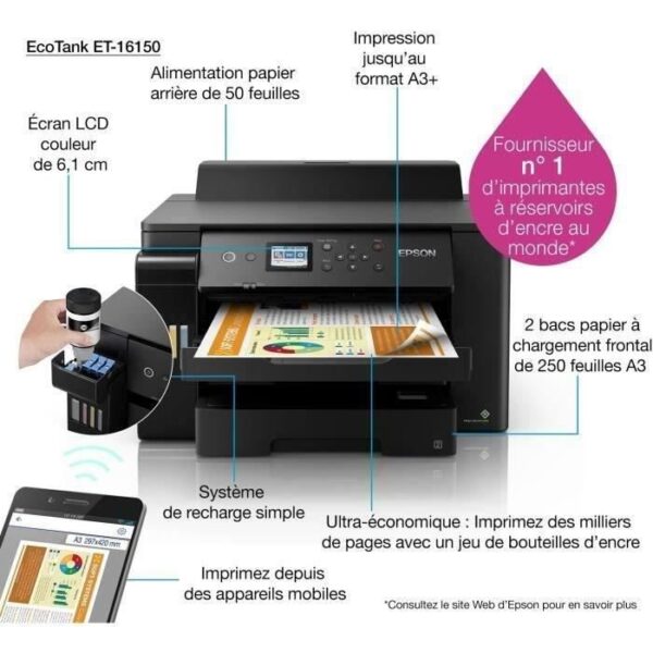 Buy with crypto Monofunction Printer - EPSON - Ecotank ET-16150 - Inkjet - A3 / A4 - Color - Wi-Fi - C11CJ04401-5