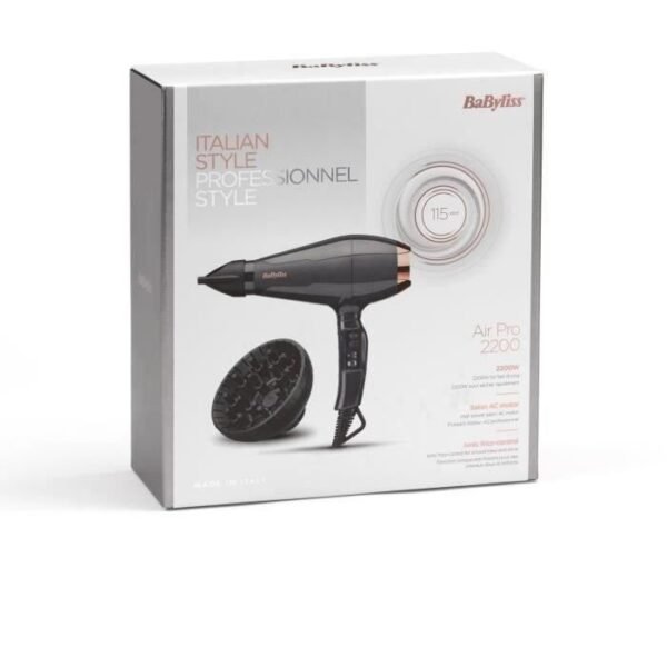 Buy with crypto Babyliss p1315e hair dryer - AC professional engine - diffuser and 2 concentrators included - 2200W-2