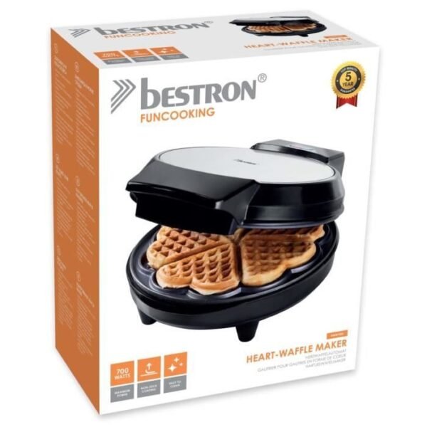 Buy with crypto BESTRON AWM700S - Classic Heart Shaped Waffle Maker with Non-Stick Coating