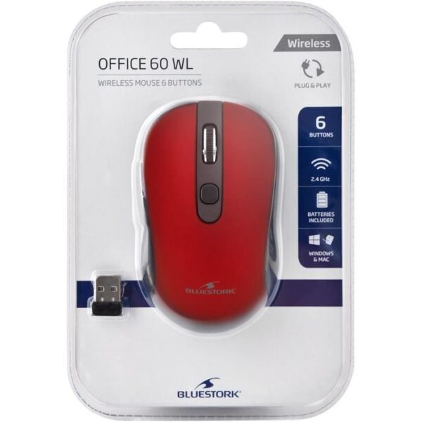 Buy with crypto Wireless Mouse - 2.4 GHz - Buttons - Red-4