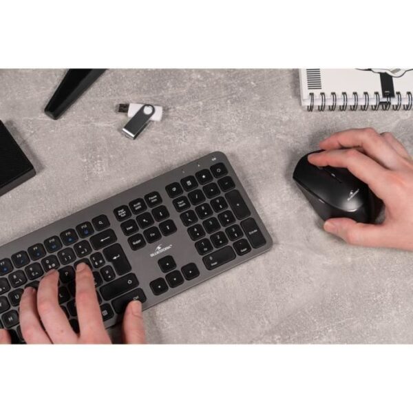 Buy with crypto Keyboard and mouse set - Bluestork - Easy Slim - Wireless - Metal Gray Pack-5