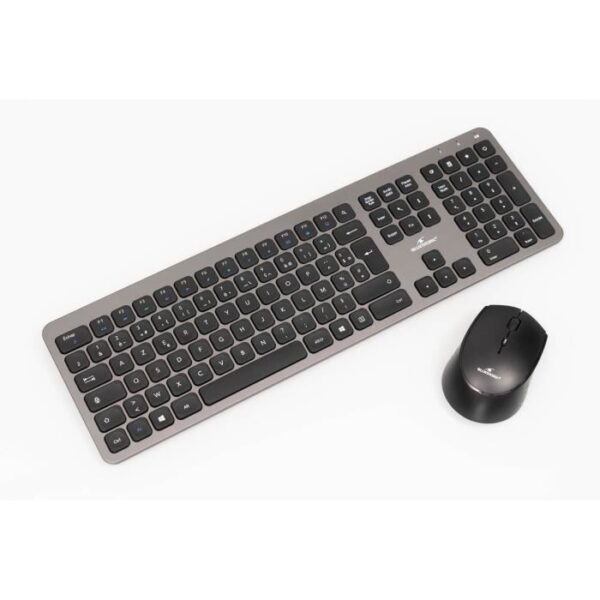 Buy with crypto Keyboard and mouse set - Bluestork - Easy Slim - Wireless - Metal Gray Pack-1