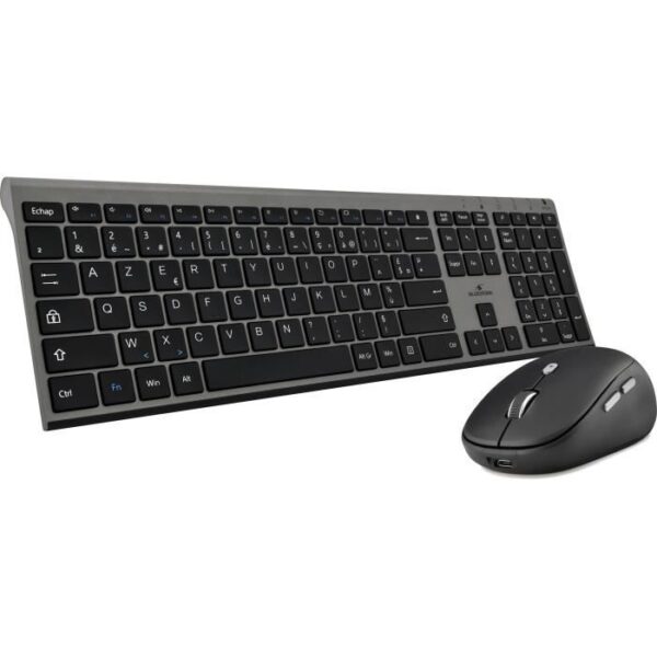 Buy with crypto Keyboard + mouse - BLUESTORK - wireless - Grapheme - Black - PACK-WL-PC-BK / FR-1