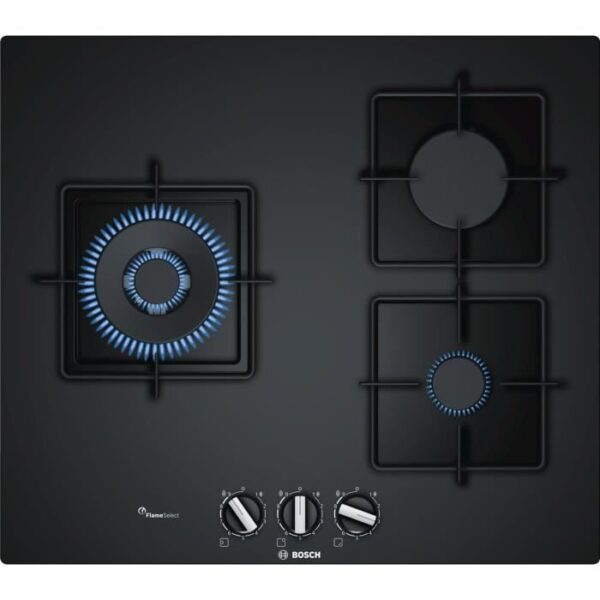 Buy with crypto BOSCH PPC6A6B10 Gas hob - 3 burners - 8000 W - W 59 x D 52 cm - Glass coating - Black-1