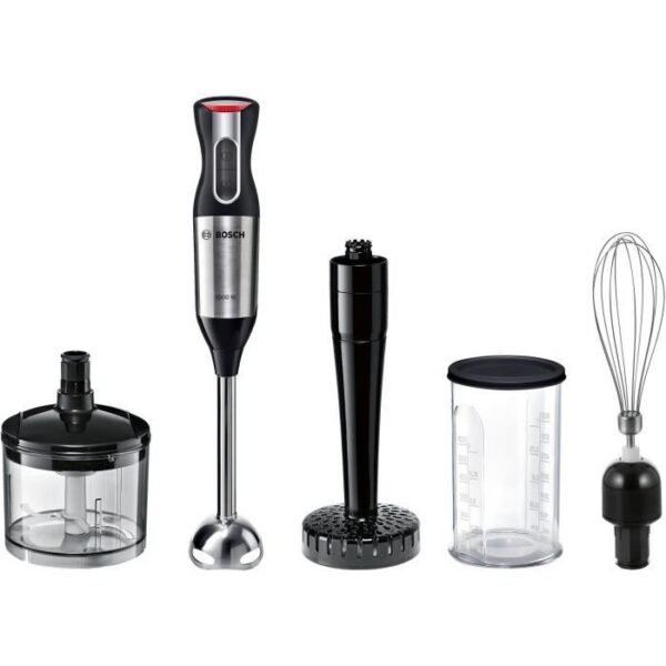 Buy with crypto BOSCH - ErgoMixx Style hand blender - 1000 W - 12 speeds + turbo - stainless steel stand 4 sharp blades - Blender bowl with lid-1