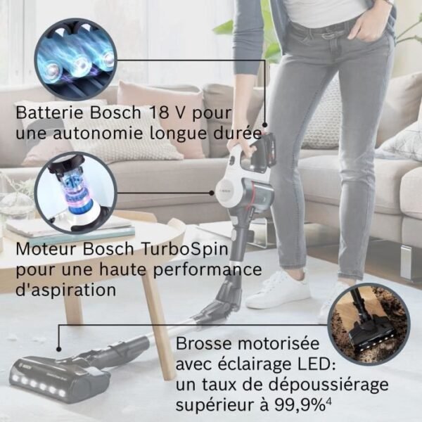 Buy with crypto Bosch BBS711W - Unlimited White Wireless Multifunction Broom Vacuum - Power for all 18 V Lithium -ion 3ah battery-4