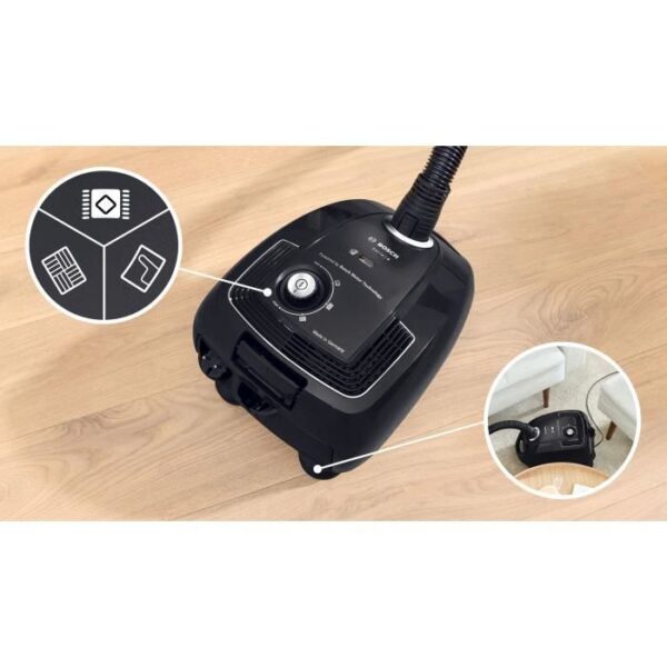 Buy with crypto Bosch GL38 Black - vacuum cleaner Bag - 600 W - 79 DB - (H) EPA - 10m - 4 L Bag - Power variator-4