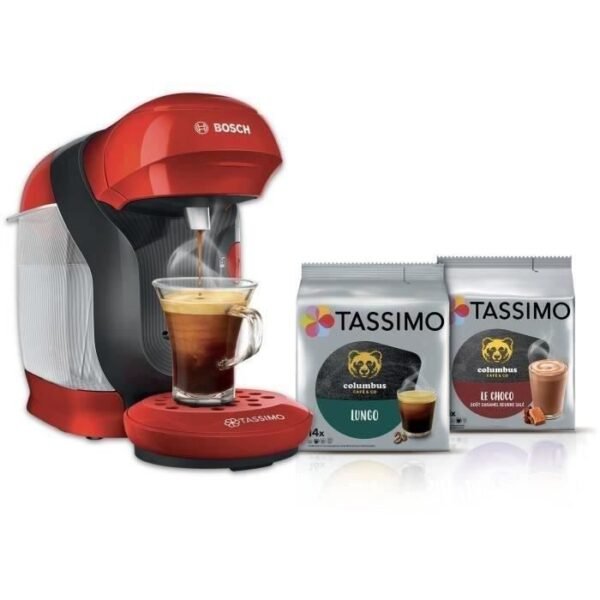 Buy with crypto 1 Tassimo Bosch Multi -Boison Machine - TAS1103 Red style + 2 T- discs packs - 0.7 l-1