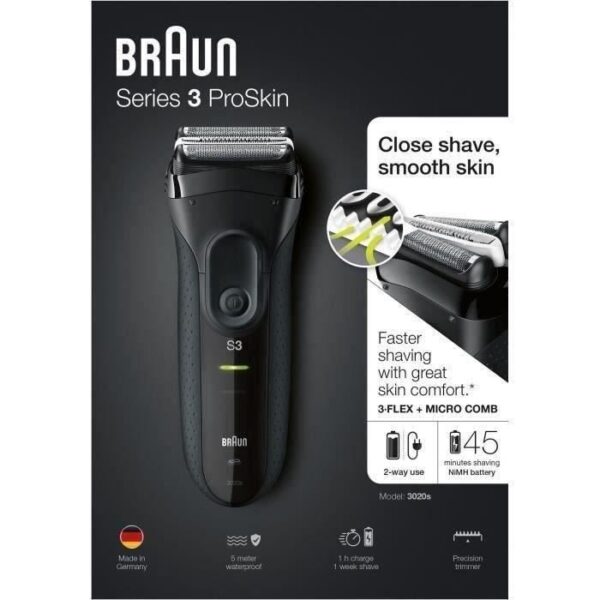 Buy with crypto BRAUN Electric Shaver Series 3 ProSkin 3020s Black)-6