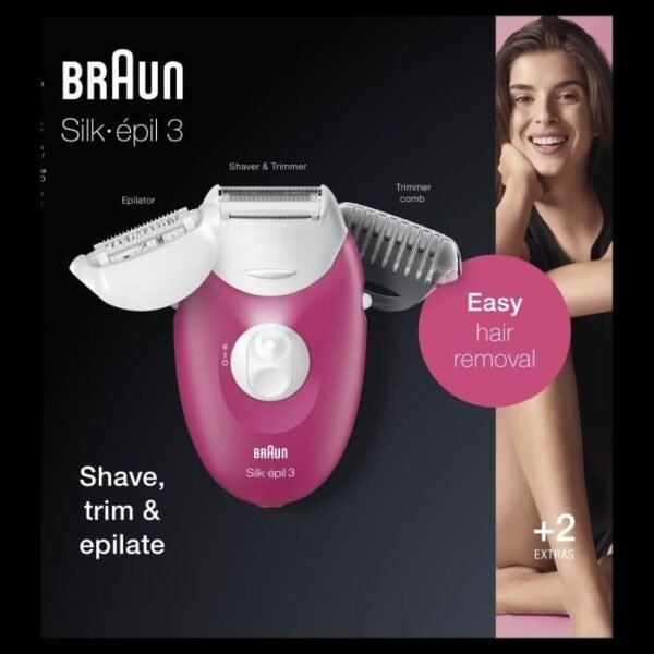 Buy with crypto BRAUN EPILATOR SE 3410-20 tweezers-System soft lift tips-Continuous feeding-Shaving head-Accessory trimmer-1