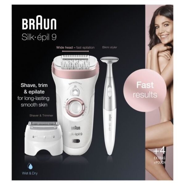 Buy with crypto Braun Silk-epil 9 9-890 Wireless Epilator white-pink gold with precision razor-1