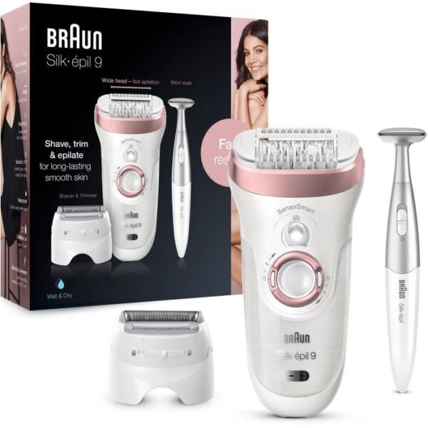 Buy with crypto Braun Silk-epil 9 9-890 Wireless Epilator white-pink gold with precision razor-2