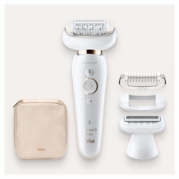 Buy with crypto Braun Silk-épil 9 Flex 9-002 Electric epilator for women - Flexible head - Micro-grip 40 tweezers - SensoSmart - White / Gold-2