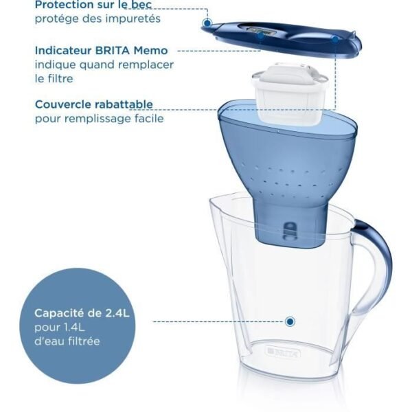 Buy with crypto Brita Carafe filter Marella Bleue (2.4l) included 1 Maxtra Pro all-in-1 cartridge-4