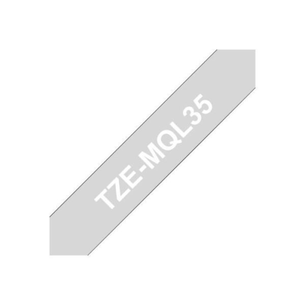 Buy with crypto BROTHER Ribbon - TZEMQL35 - 12mm White on Light Gray background - Qt 1-3