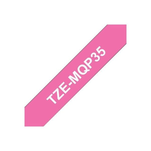 Buy with crypto BROTHER Ribbon - TZEMQP35 - 12mm White on Pink background - Qt 1-2