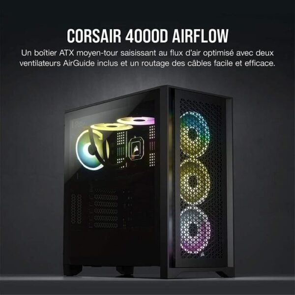 Buy with crypto CORSAIR 4000D Airflow PC Case - Mid Tower - Tempered Glass - Black (CC9011200WW))-6