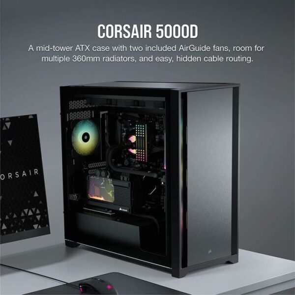 Buy with crypto CORSAIR PC Case 5000D - Tempered Glass Mid-Tower ATX - Black (CC-9011208-WW)-2