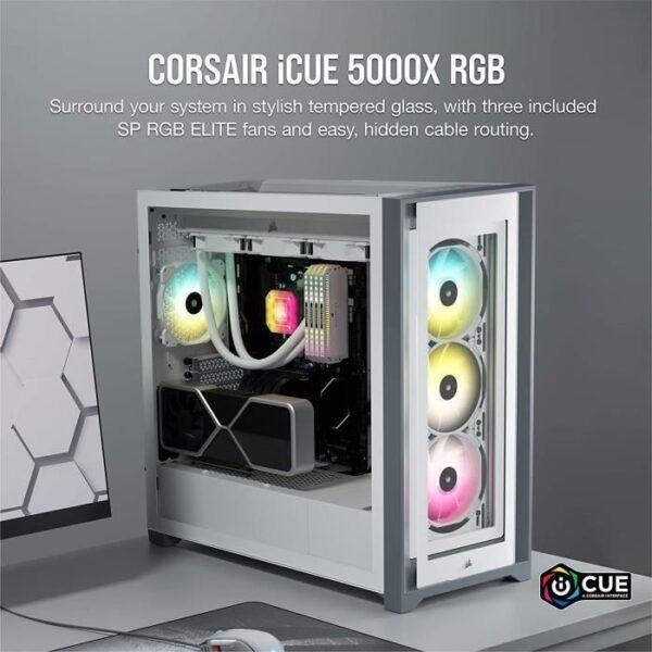 Buy with crypto CORSAIR iCUE 5000X RGB PC Case - ATX Mid Tower Tempered Glass - White (CC-9011213-WW)-2