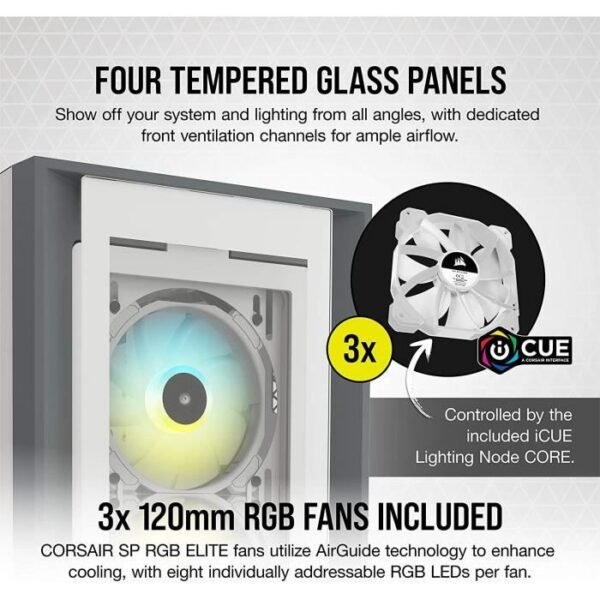 Buy with crypto CORSAIR iCUE 5000X RGB PC Case - ATX Mid Tower Tempered Glass - White (CC-9011213-WW)-4