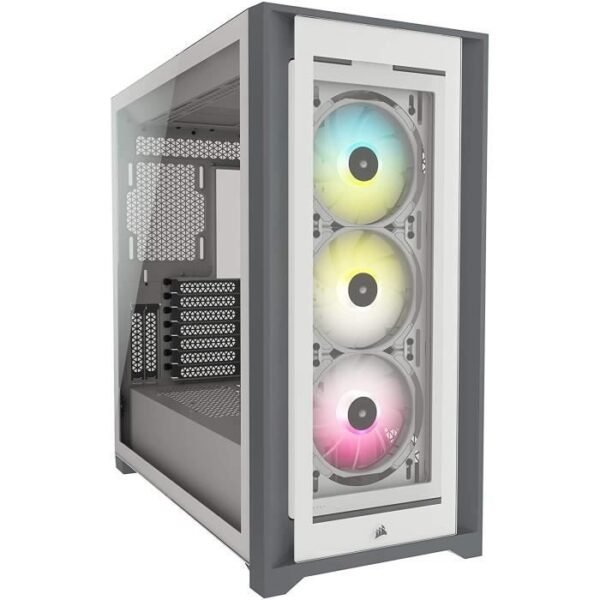 Buy with crypto CORSAIR iCUE 5000X RGB PC Case - ATX Mid Tower Tempered Glass - White (CC-9011213-WW)-1