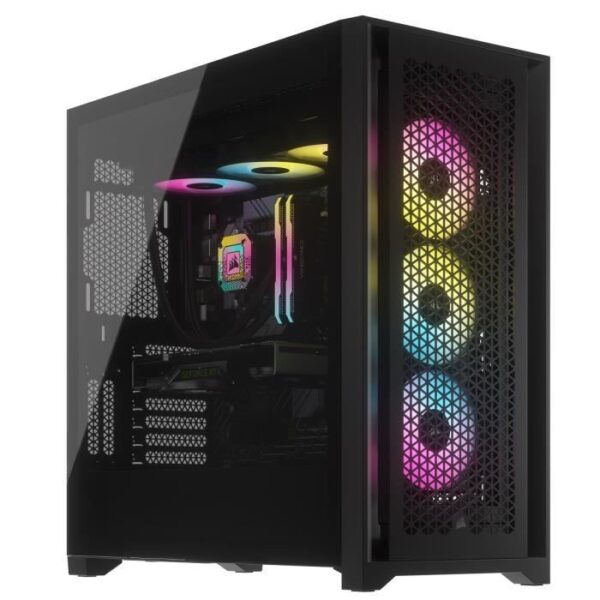 Buy with crypto PC case - Corsair - ICUE 5000D RGB Airflow - Middle Tower - 3 AF120 RGB Elite - Black fans - Black-2