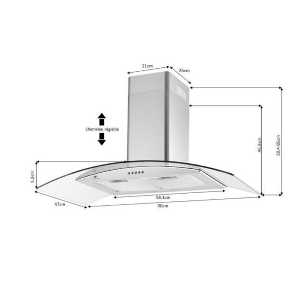 Buy with crypto Continental Edison decorative hood - L90 cm - Stainless steel glass-5