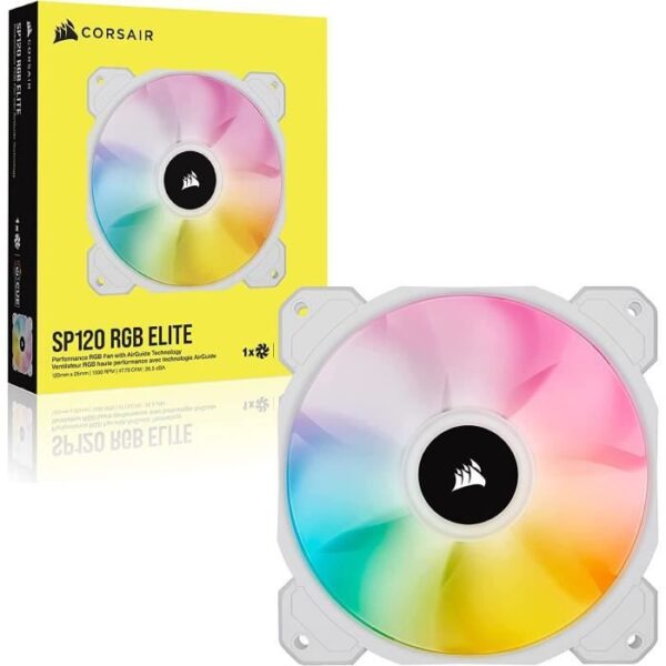 Buy with crypto CORSAIR Fan SP Series - White SP120 RGB ELITE - 120mm RGB LED Fan with AirGuide - Single Pack (CO-9050136-WW)-4