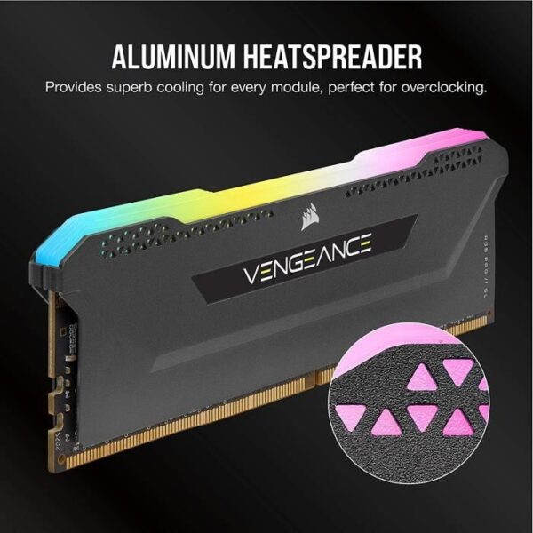 Buy with crypto CORSAIR DDR4 PC Memory - VENGEANCE RGB PRO - 16GB (2x8GB) - 3600Mhz - CAS 18 - Black (CMH16GX4M2D3600C18)-3