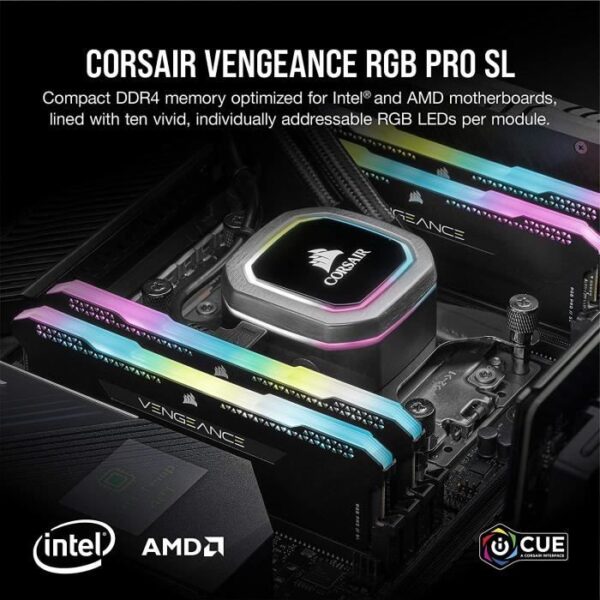 Buy with crypto CORSAIR DDR4 PC Memory - VENGEANCE RGB PRO - 16GB (2x8GB) - 3600Mhz - CAS 18 - Black (CMH16GX4M2D3600C18)-2