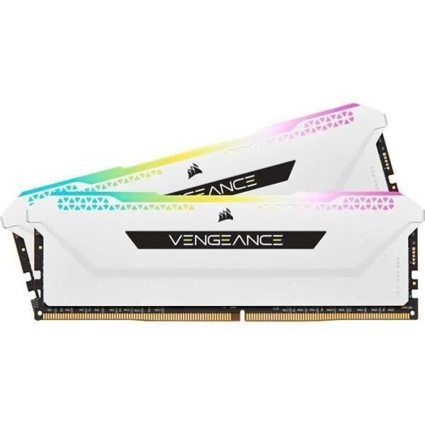 Buy with crypto CORSAIR DDR4 PC Memory - VENGEANCE RGB PRO 16GB (2x8GB) - 3600Mhz - CAS 18 - White (CMH16GX4M2D3600C18W)-1