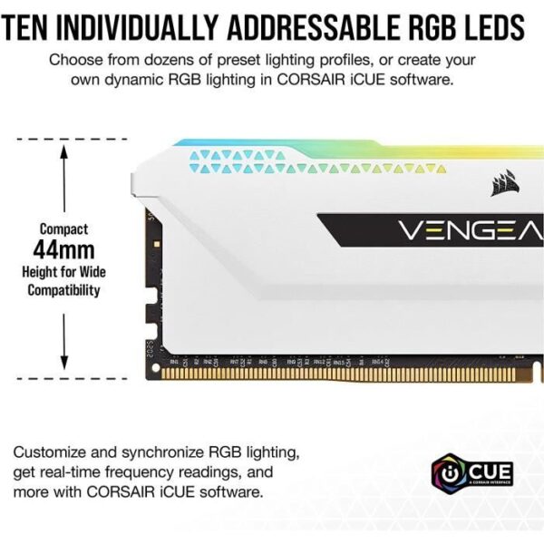 Buy with crypto CORSAIR DDR4 PC Memory - VENGEANCE RGB PRO SL 32GB (2x16GB) - 3600Mhz - CAS 18 - White (CMH32GX4M2D3600C18W)-3