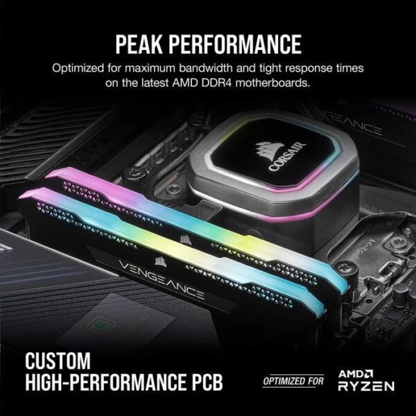 Buy with crypto CORSAIR DDR4 PC Memory - VENGEANCE RGB PRO SL 32GB (2x16GB) - 3200Mhz - CAS 16 Optimized for AMD Ryzen - Black (CMH32GX4M2Z3200C16)-4