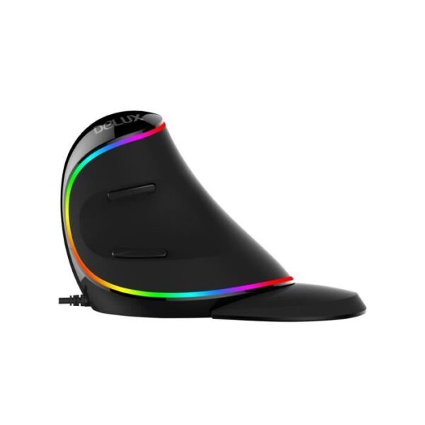 Buy with crypto DELUX Ergo Black Vertical Mouse - Wireless - RGB-5