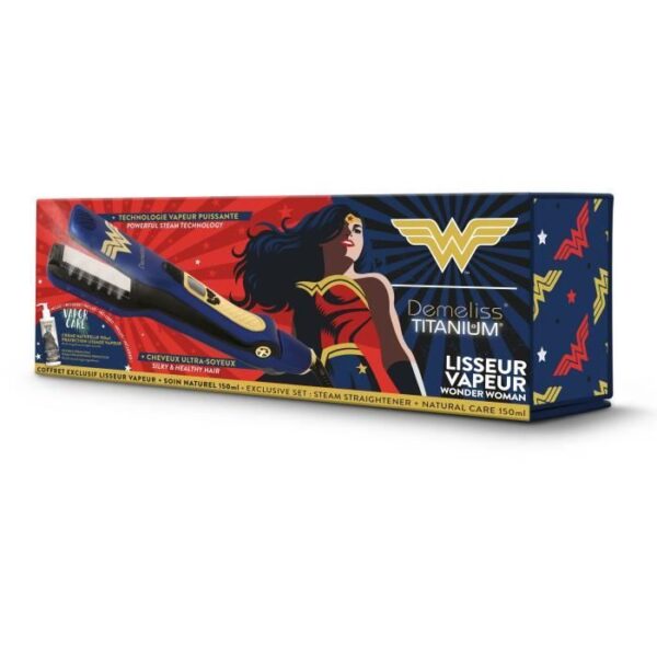 Buy with crypto Steam straightener Demeliss - Exclusive design Wonder Woman - 150 ° C A 230 ° C - Removable comb - Tank 40ml - 1 natural care before lily-3