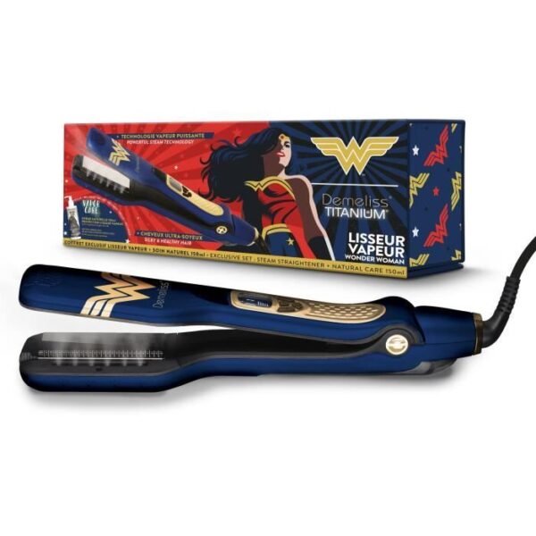 Buy with crypto Steam straightener Demeliss - Exclusive design Wonder Woman - 150 ° C A 230 ° C - Removable comb - Tank 40ml - 1 natural care before lily-5