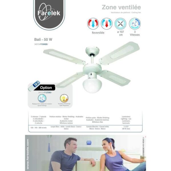 Buy with crypto FARELEK - BALI Ø 107 cm - Reversible ceiling fan