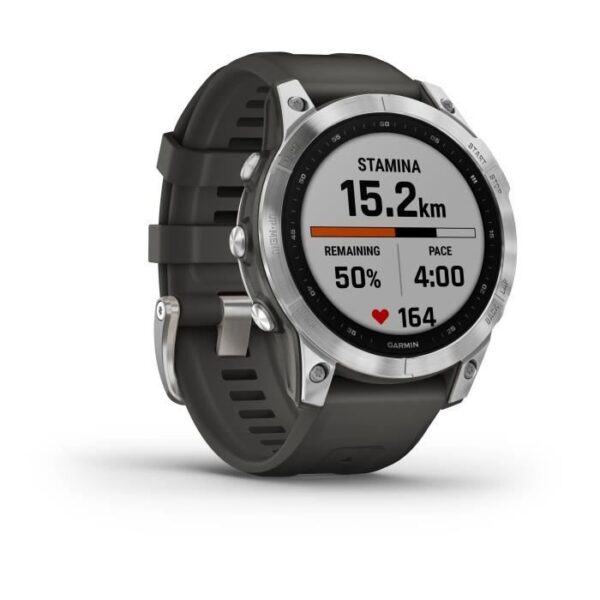 Buy with crypto GARMIN Fenix 7 - Connected sports GPS watch - Silver with gray band-2