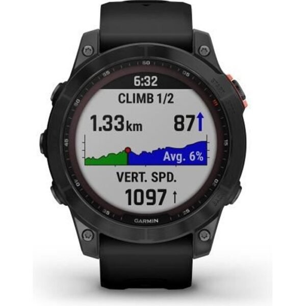 Buy with crypto Connected GPS watch - GARMIN - Fenix 7 Solar - Gray with black strap-1